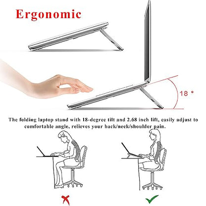 Laptop Stand Travel, Aluminum Portable Foldable Support Stand for 12-17" Laptops and Tablets (Silver)