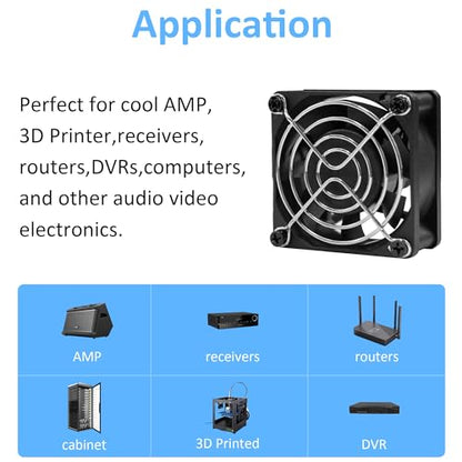60mm Small 12V DC 2Pin Car Audio Vent Cooling Fan 5600RPM 2-Pack | Mini 12V DC Fan Long-Life Bearing for Incubator Electronics Heatsink Cooling - size: 60x25mm