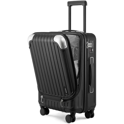 LEVEL8 Grace Carry on Luggage, 20 Inch Hard Shell Suitcases with Spinner Wheels, Abs+Pc Hard Case Luggages with Tsa Lock, Black - color: Black, size: 20 Inch