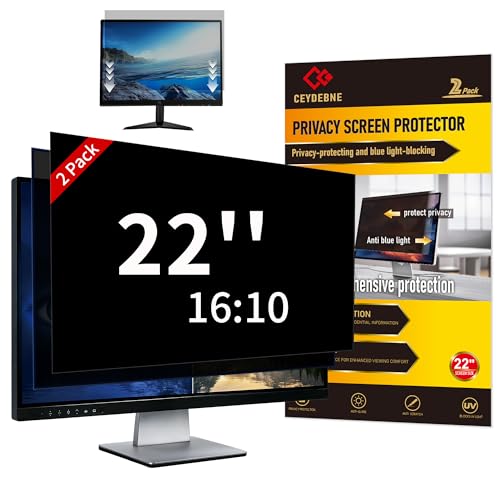 [2 Pack] 22 Inch Computer Monitor Privacy Screen, Blue Light Filter | Privacy Protection With Blue Light Filter, Anti-Glare And Scratch Resistance For 22" 16:10 Computer Monitors. - size: 22.0'' Widescreen (16:10)