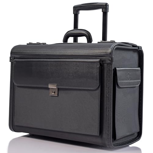HAMMER ANVIL 19 Wheeled Briefcase Rolling Case Sales Sample Pilot Lawyer Attache - color: Black Ballistic Nylon