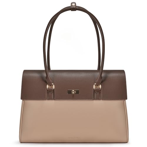 LOVEVOOK Laptop Bag for Women Work Tote Messenger Bag Waterproof Business Office Professional Handbag Shoulder Bag - color: Coffee, size: 15.6 inch