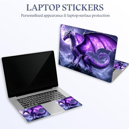 Universal Laptop Skin Sticker Decal,15.6 Inch Laptop Vinyl Cover for 13" 14" 15.6" Laptop,Scratch-Resistant Waterproof Protector Wrap,Reusable with Wrist Pads,Purple Dragon Moonlit - color: Purple Dragon Moonlit