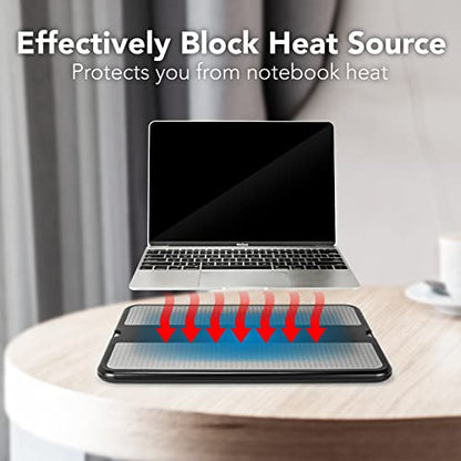 EHO Laptop Lap Pad - Laptop Stand Pad w Retractable Mouse Pad Tray, Anti-Slip Heat Shield Tablet Notebook Computer Stand Table w/Sturdy Stable Cooler Work Surface for Bed Sofa Couch or Travel