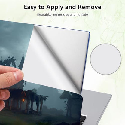 Laptop Skin Sticker Decal, Universal Reusable Vinyl Laptop Cover for 12" 13" 13.3" 14" 15" 15.4" 15.6" Notebook PC, Waterproof Scratch-Resistant with 2 Wrist Pads, Easy to Apply & Remove,Castle Bat - color: Castle Bat