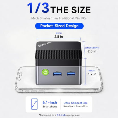 GMKtec G5S Mini PC Intel N5095 8GB LPDDR4 128GB SSD Desktop Computer | Portable Micro Pocket PC Size, Dual HDMI Ports, USB-C Power Supply, WiFi6/BT5.2, For Office Business Personal Use - size: N5095 8GB DDR4 + 128GB