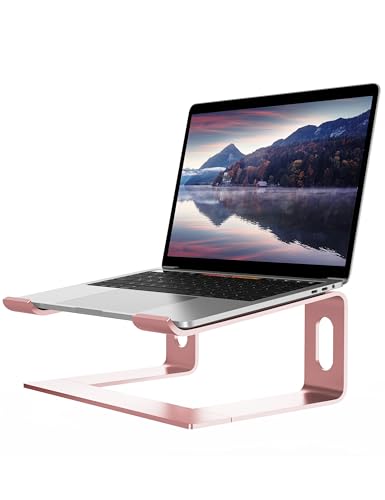 ALASHI Laptop Stand for Desk, Aluminum Computer Riser, Ergonomic Notebook Holder, Detachable Metal Laptops Elevator, PC Cooling Mount Support 10 to 15.6 Inches Notebook, Pink - color: E-Pink
