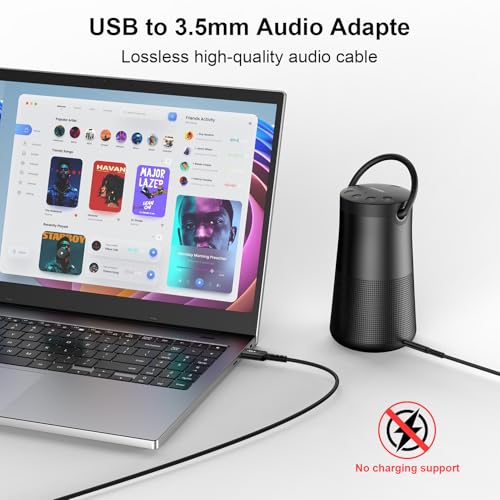 USB to 3.5mm TRS Audio Jack Adapter, USB Male to 3.5mm AUX Stereo Audio Cable Nylon Braided AUX Converter Cord for PC,Headphones, Speaker, Laptop, Windows, Mac OSX