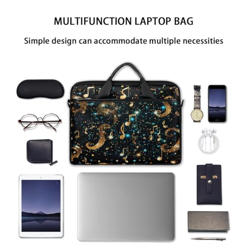 Laptop Shoulder Bag for Women Men, Waterproof Computer Case Messenger Bag Briefcase for Business Office Travel - color: Music Note Symbols