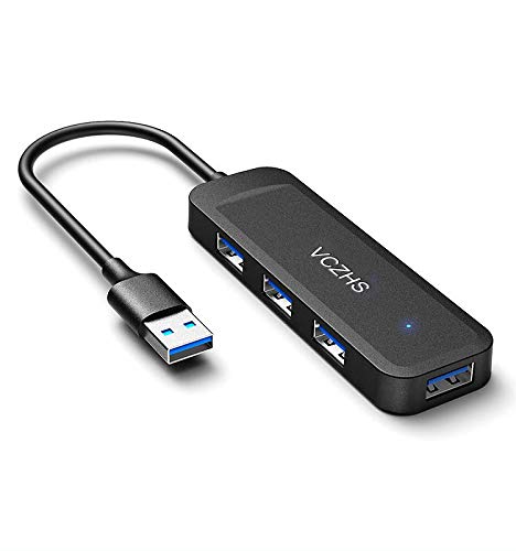 USB Hub 4 Port, USB 3.0 Hub 5Gbps Data Transfer, Ultra-Slim USB Splitter Port Expander for Laptop, MacBook, PC, PS5, Keyboard, Mouse – Plug and Play, No Driver Needed