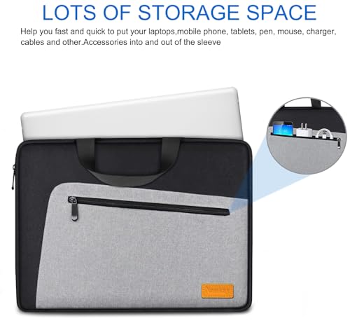 Laptop Case, 15.6 Inch Laptop Briefcase Sleeve Shockproof Protective Water Resistant Computer Carrying Bag Compatible with 15.6 inch HP, Dell, Acer, Asus, Lenovo, Notebook, Black Grey - size: 15.6 Inch