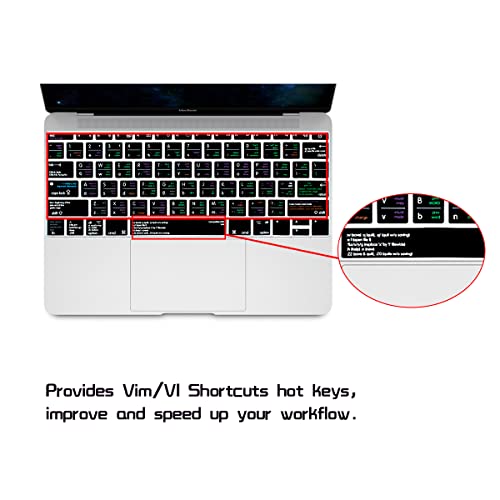 HRH Vim VI Hotkey Silicone Keyboard Cover Skin for MacBook Pro 13" A1708 A1988 No Touch Bar 2018 2017 2016 Release and for MacBook 12" A1534 (2015)&A1931(2018) USA Layout Protective Skin - color: Hotkey-VIM