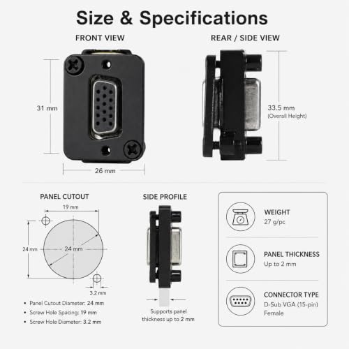 Toronce D R Series Panel-Mount Connector (VGA) - size: VGA