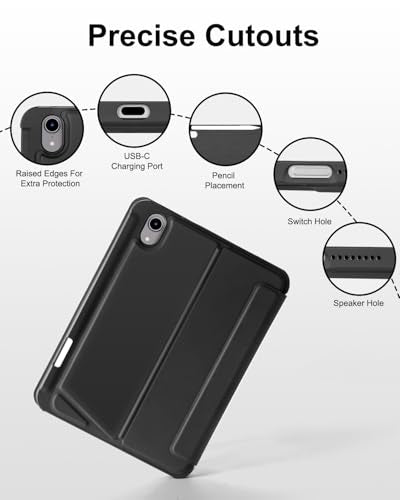 EAMPANG Case with Trackpad Keyboard for iPad mini 7th(A17 Pro, 2024)/6th Generation 8.3 inch,7-Color Backlit Wireless Keyboard Magnetic Detachable Multi-Angle Stand Cover for iPad mini 6 7 Black - color: Black