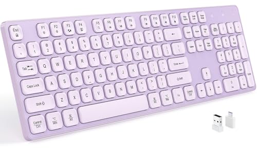 USB Wired Keyboard for window,Comfortable Quiet Chocolate Keys, Durable Ultra-Slim Wired Computer Keyboard(QWERTY) for PC, Windows 11/10/8/7/XP/Vista KB1430 (KB435 Purple, Wired Keyboard For Windows) - color: Purple-1