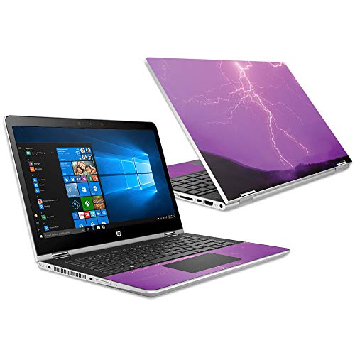 MightySkins Skin Compatible with HP Pavilion x360 15.6" (2018) - Purple Lightning | Protective, Durable, and Unique Vinyl Decal wrap Cover | Easy to Apply, Remove, and Change Styles | Made in The USA - color: Purple Lightning