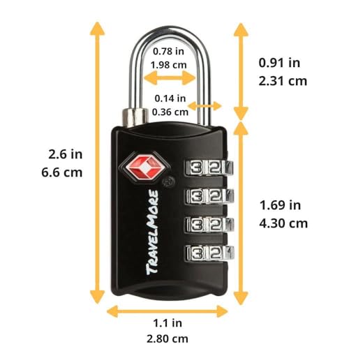 3 Pack TSA Luggage Locks with 4 Digit Combination – Heavy Duty Set Your Own Padlocks for Travel, Baggage, Suitcases & Backpacks - Black - color: Black, size: 3 Pack
