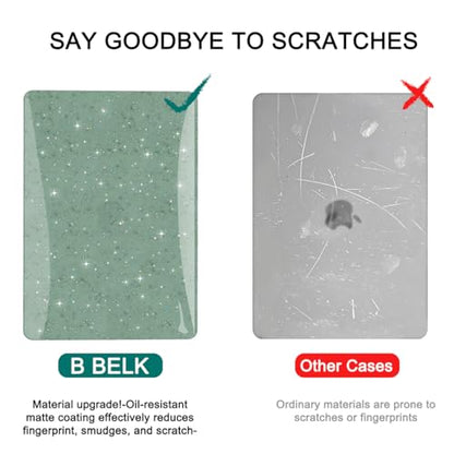 B BELK for MacBook Air 13.3 inch Case M1 A2337 A2179 A1932, Glitter Green | 2021-2018 Released, Sturdy Protective Laptop Hard Shell with 2 Keyboard Covers - color: Sparkling Glitter Green