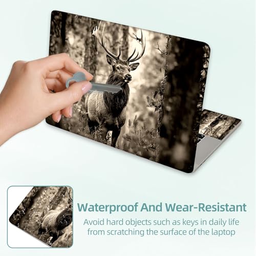Universal Laptop Skin Decal, 3-Piece Vinyl Protector for 12 13 14 15.6" Notebook, Waterproof Anti-Scratch, Easy Trim & Bubble-Free Finish, Elk in the Woods - color: Elk in the Woods