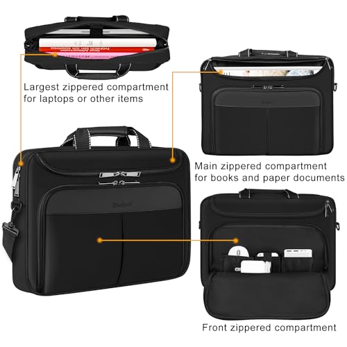 17-17.3 inch Laptop Briefcase with Reinforced Shoulder Strap | Waterproof Messenger Bag for Men Padded Handle, Business Travel Laptop Bag, Compatible with HP ZBook ThinkPad DELL Inspiron - size: 17"-17.3"