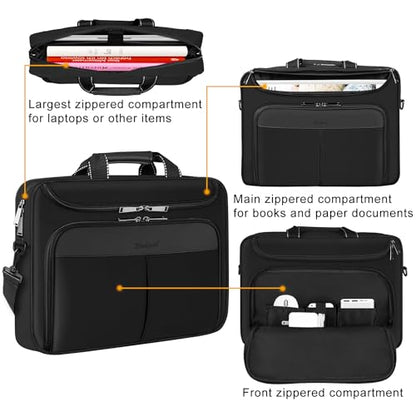 17-17.3 inch Laptop Briefcase with Reinforced Shoulder Strap | Waterproof Messenger Bag for Men Padded Handle, Business Travel Laptop Bag, Compatible with HP ZBook ThinkPad DELL Inspiron - size: 17"-17.3"