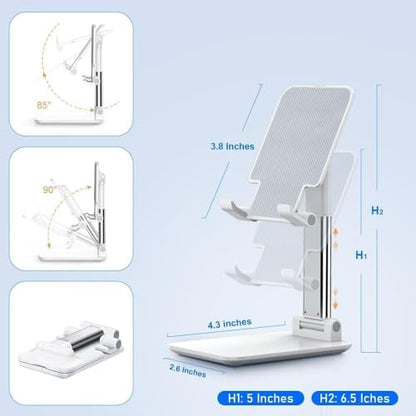Phone Stand for Desk, Adjustable Foldable Cell Phone Holder for All Phones, Universal Desktop Cradle, Watch Video, Reading, Calling