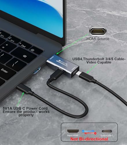 HDMI to USB C Adapter | 4K@60Hz HDMI Source to USB-C Display Converter for XR/AR Glasses(XREAL One,Air 2 Pro,VITURE Pro,RayNeo Air 2s,Rokid),Portable Monitors,Laptop,Switch,PS5/4,Xbox