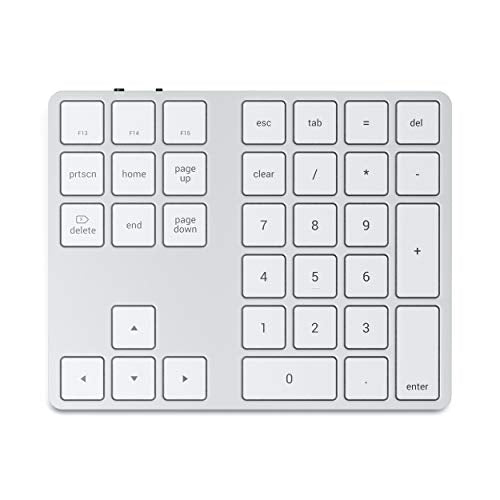 Satechi Bluetooth Extended Numeric Keypad, Rechargeable 34-Key, Silver | U.S. English layout, compatible with MacBook Air/Pro/Neo, iPad Air/Pro, Mac Mini, iMac - color: Silver