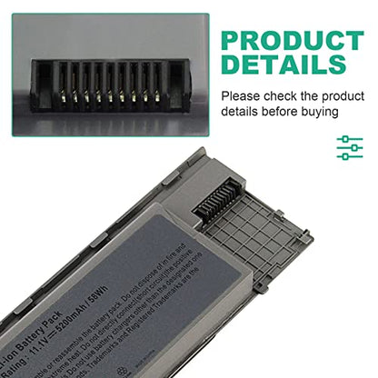Fancy Buying Laptop Battery for Dell Latitude D620 D630 D630C D630N D631 D640 PC764, JD634, 312-0383, 451-10298 P/N's: PP18L RD300 RD301 PC764 TC030 TD175-12 Months Warranty (6 Cells 11.1V 5200mAh) - size: 7.25*2.65*0.94inch D620