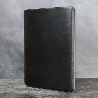Casemade Real Leather Laptop Sleeve for MacBook Pro & Air Fits 13, 14, 15 & 16 Inch - Genuine Full Grain Leather with Soft Wool Lining (16 inch - Pro M1/M2/M3/M4/M5) - color: Black, size: 16" Pro M1-M5