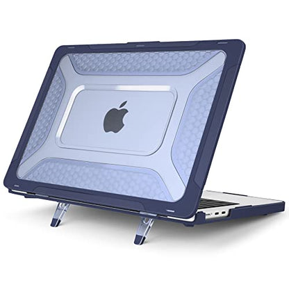 Batianda Extreme Heavy Duty Case for MacBook Air 13.6" 2026-2022, Navy Blue | Fits M5/M4/M3/M2 Chip Model, Anti-Slip Rubberized Stand Holds 25lbs, Honeycomb Rugged Matte Shell, Max Cooling & Stability - color: S-Navy Blue