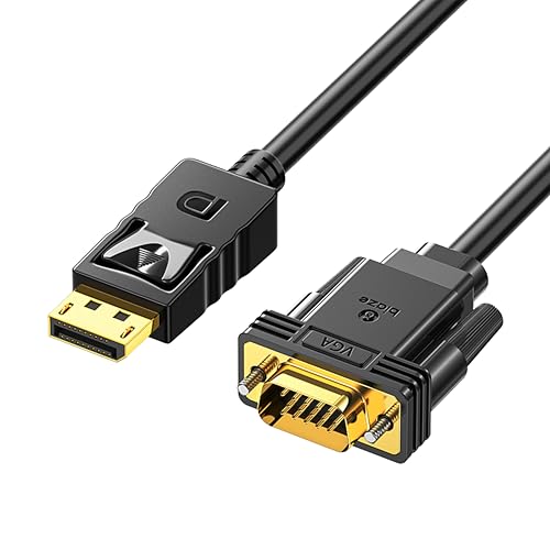 DisplayPort to VGA Cable 6ft, 1.8m DP to VGA Male-to-Male Adapter, 1080P HD Video Converter Cord for Laptop, PC to Monitor, Projector, Display