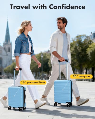 Lekesky 16 Inch Underseat Carry On Luggage Airline Approved, Lake blue | Durable ABS, Small Underseat Carry-on Luggage with TSA Lock Spinner Wheels, Personal Item Luggage Removable Wheels for Travel - color: Lake blue, size: 16 Inch