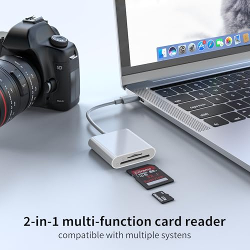 USB C SD Card Reader | iPhone 15 16, iPad, MacBook, Mac - size: 2Slots