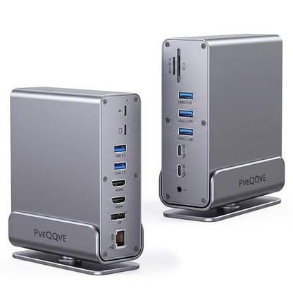 15-in-1 USB C Hub/Docking Station Dual Monitor 2 HDMI with Ethernet PD | 4k HD Triple Display (2x HDMI+1x DP), Gigabit Ethernet, 100W PD Charging, 20X Faster Transfer (10Gbps) with USB 3.2,TF/SD
