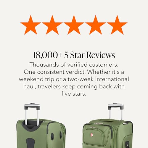 SWISSGEAR Sion Softside Expandable Spinner Luggage Durable Lightweight Travel Suitcase, Evergreen, 2-Piece Set (Carry-On/Large) - color: Evergreen, size: 2-Piece Set (Carry-On/Large)