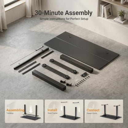 Claiks Electric Height Adjustable Standing Desk, 40x24 Inch, Deep Black | Smooth Height Adjustment, 4 Memory Presets, Cable Management Hub&Hook, Stable Steel Frame, 176lbs Capacity, Easy Assembly - color: Deep Black, size: 40