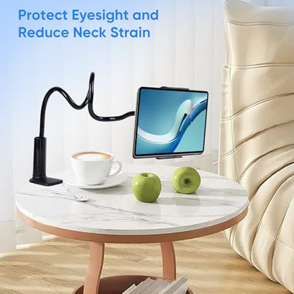 Lazy Bracket Gooseneck Tablet Holder for Bed, 360 Flexible Long Arm Adjustable Tablets Stand Clamp for Desk Phone Mount, Compatible with iPad 4" - 8" Tablet Gooseneck Holder Cell Phone Stand