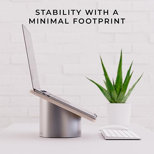 HumanCentric Laptop Riser for Desk in Black Walnut Wood Top and Space Gray Aluminum Base, Compatible with MacBook and Other Laptops Up to 16 Inches, Ergonomic Computer Holder, 25-Degree Angle Tilt - color: Black Walnut