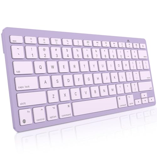 OMOTON Ultra-Slim Wireless Keyboard for Mac, Stable Bluetooth Connection, Ergonomic Tilt Angel, Auto Sleep Energy Saving & Portable for Business Trip & Travel, Compatible with MacOS 10.10+, Purple - color: Purple