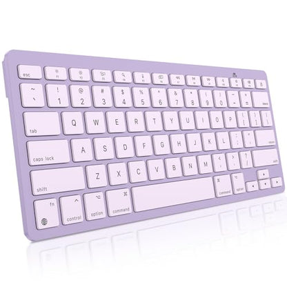 OMOTON Ultra-Slim Wireless Keyboard for Mac, Stable Bluetooth Connection, Ergonomic Tilt Angel, Auto Sleep Energy Saving & Portable for Business Trip & Travel, Compatible with MacOS 10.10+, Purple - color: Purple