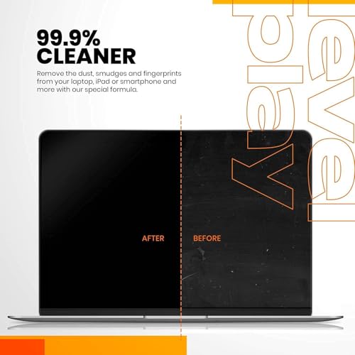 Levelplay Screen Cleaner Kit – Fingerprint-Resistant Touchscreen, Monitor & Lens Cleaner, Alcohol- and Ammonia-Free, Washable Microfiber Wipe (Large), 240 mL (8.1 fl oz) Spray Bottle - size: 240ml Regular-Use Kit