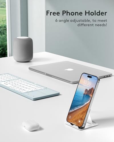 Samsers Foldable Bluetooth Keyboard with Touchpad, Ultra Slim Compact, Blue | Multi-touch Trackpad, Full Size, Phone Holder, USB-C Charging, 1 Device, for Android Windows iOS Mac OS, Mobile Productivity - color: Sky Blue, size: 1-Device