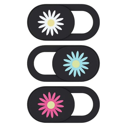 Cute Thin 0.7mm Flower Laptop Camera Cover Slide, 3 PCS Computer Camera Cover Slide, Protect Your Visual Privacy, Webcam Cover-Slide Phone Cameras Covers Blocker for Phone Computer Desktop Tablet