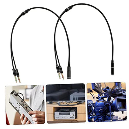 Vaguelly 2pcs Headset Splitter Audio Adapter Extension Cable for Laptop Dual Male to Female Connector Lightweight and Design for Headphones and Microphones
