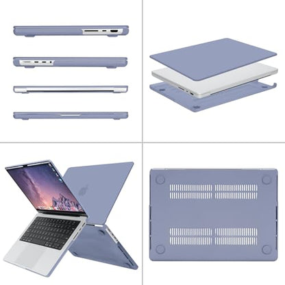 MOSISO Compatible with MacBook Pro 14 inch Case M5 2026 M4 2025 M3 M2 M1 2024-2021 A3427 A3426 A3434 A3112 A3185 A3401 A2918 A2992 A2779 A2442,Hard Case&Keyboard Skin&ScreenFilm&Pouch, Lavender Gray - color: Lavender Gray