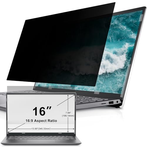 IPROKKO Laptop Privacy Screen 16 Inch 16:9 Aspect Ratio, Compatible with HP Dell Lenovo Acer Asus Samsung LG, 16,1" Removable Anti Blue Light Glare Spy Computer Monitor Filter Security Shield - size: 16" (16:9)