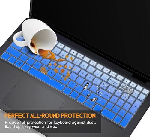 Keyboard Cover for 2026 2025 Dell 15 Laptop DC15250 DC15255 15.6 | for Inspiron 15 3510 3511 3515 3520 3530 3535 15.6" / Inspiron 16 5640 5645, Latitude 3520 Skin, Ombre Blue - color: Ombre Blue