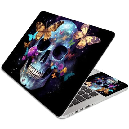 15.6 Inch Laptop Skin Sticker, Reusable Vinyl Cover Protector with 2 Wrist Pad Skins, Removable Waterproof Scratch-Resistant for 12-15.6 Inch Laptop Notebook,Skull Butterflies - color: Skull Butterflies
