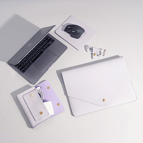 PU Leather Laptop Sleeve for 15.3 inch MacBook Air 2023 2024, Surface Book 13.5, Surface Laptop Studio - Light Purple - color: Light Purple, size: 14-15 Inch